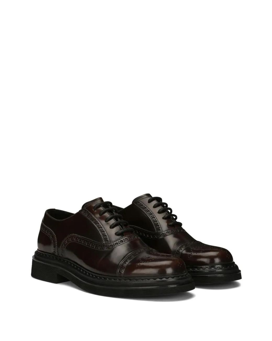 Dolce & Gabbana Black Perforated Calf Leather Lace-Up Shoes for men