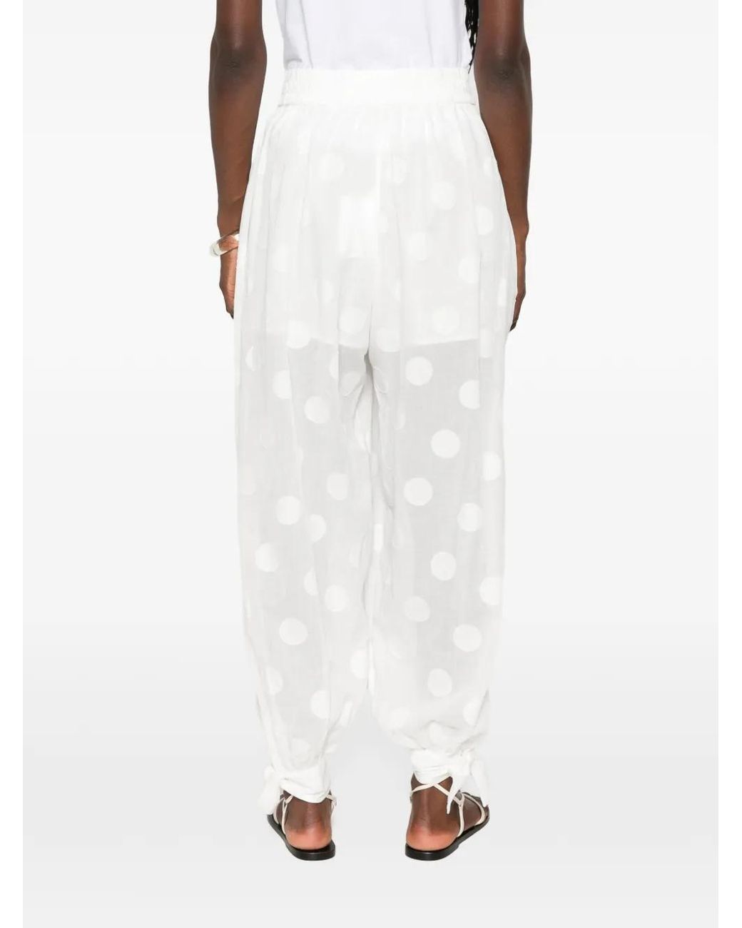 Zimmermann White Solstice Polka-Dot Trousers