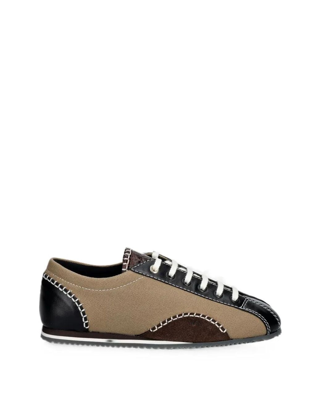Wales Bonner Natural Paris Contrast-Stitch Leather-Panelled Sneakers