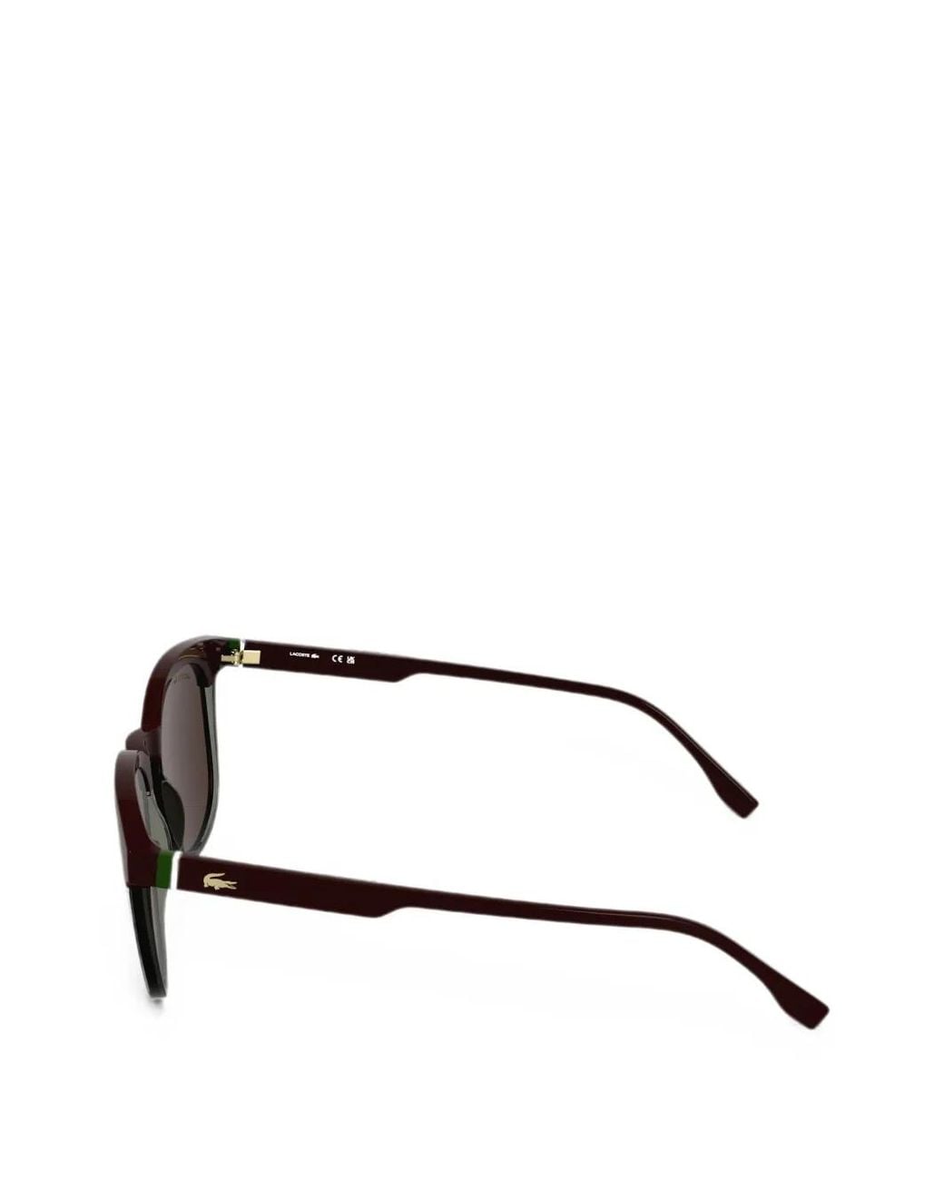 Lacoste Red Round-Frame Logo-Plaque Sunglasses for men