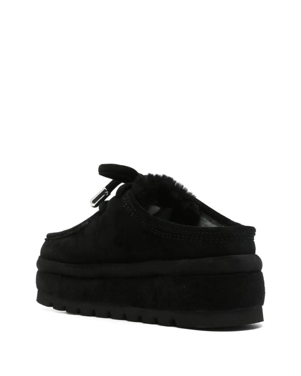 Naked Wolfe Black Blizzard Suede Platform Mules
