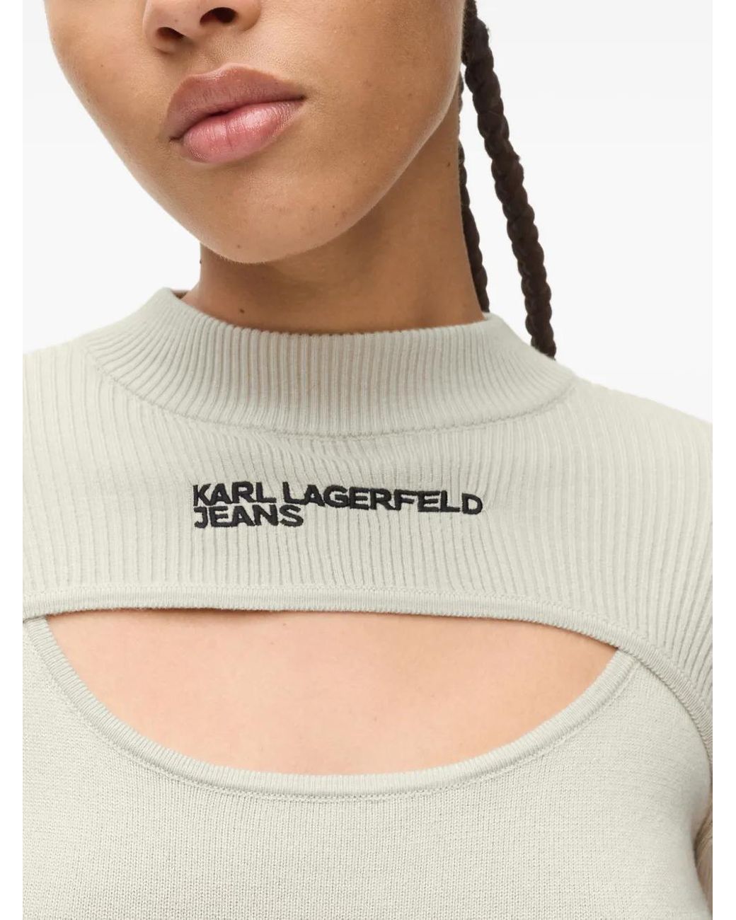Karl Lagerfeld White Classic Knit Sweater With Long Sleeves