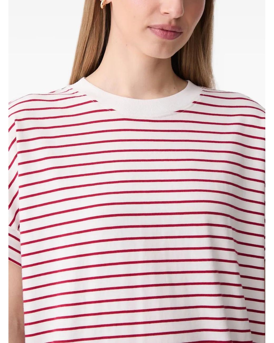 Marc O' Polo Red Striped Short-Sleeve Mini Dress