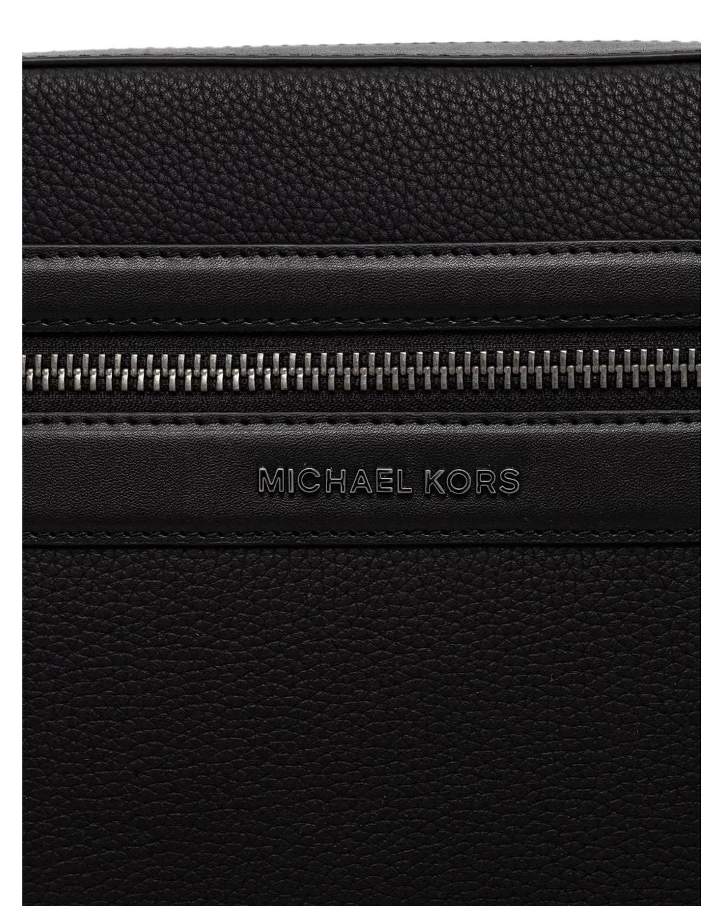 Michael Kors Black Jet Set Logo-Plaque Pebbled Shoulder Bag for men