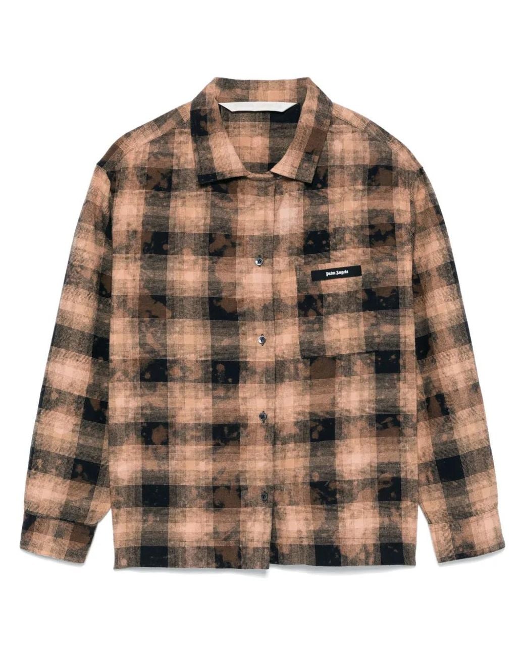 Palm Angels Brown Flannel Check Button-Down Shirt