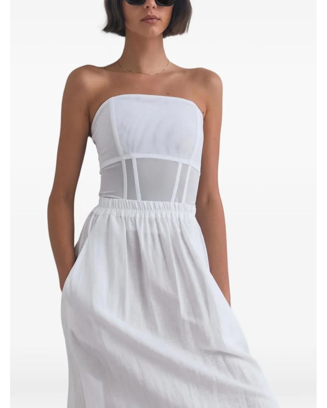 Viktoria & Woods White Rome Boned Mesh Bustier