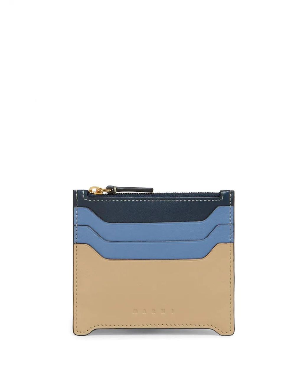 Marni Blue Logo-Debossed Cardholder