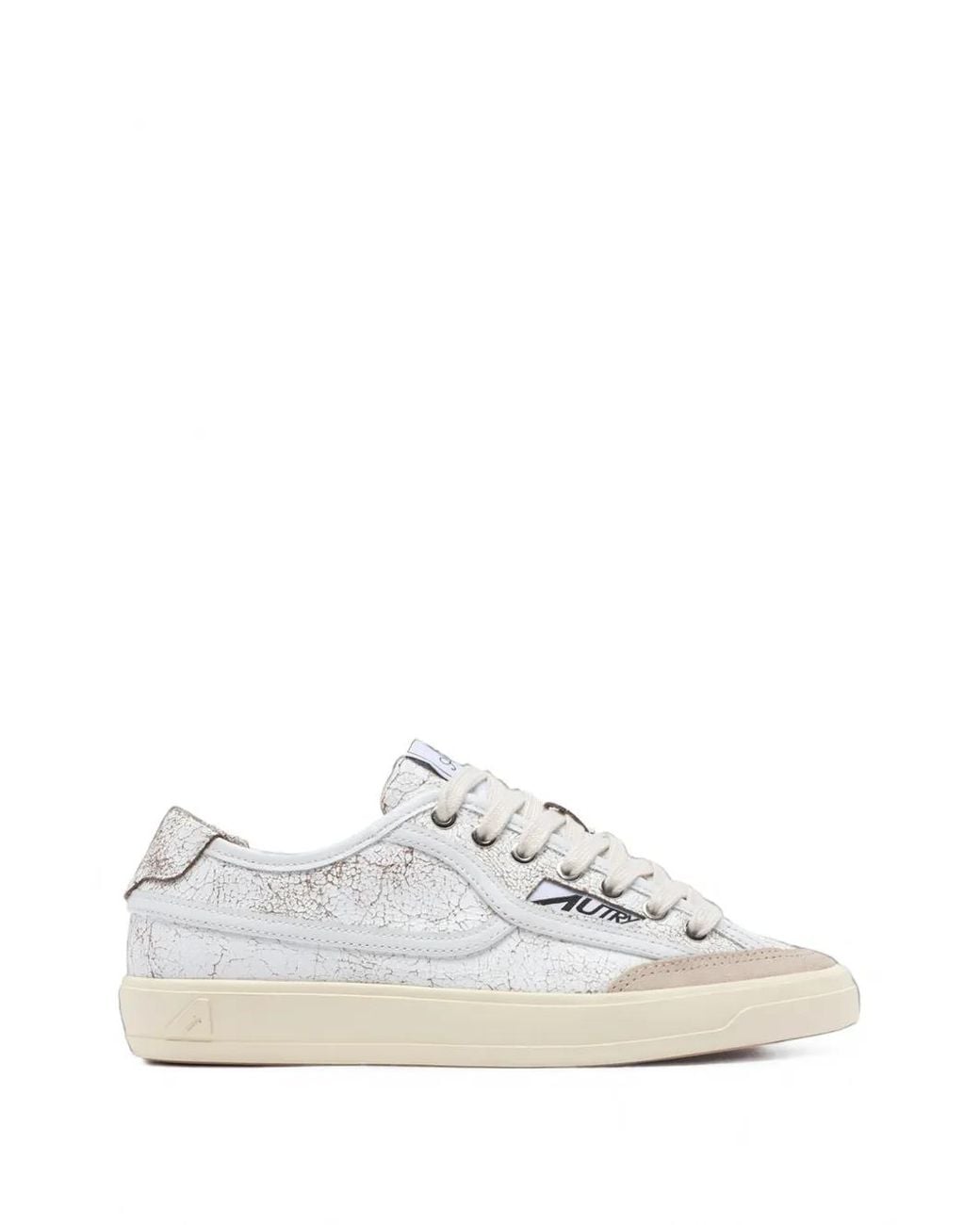 Autry White Crack-Effect Leather Sneakers for men