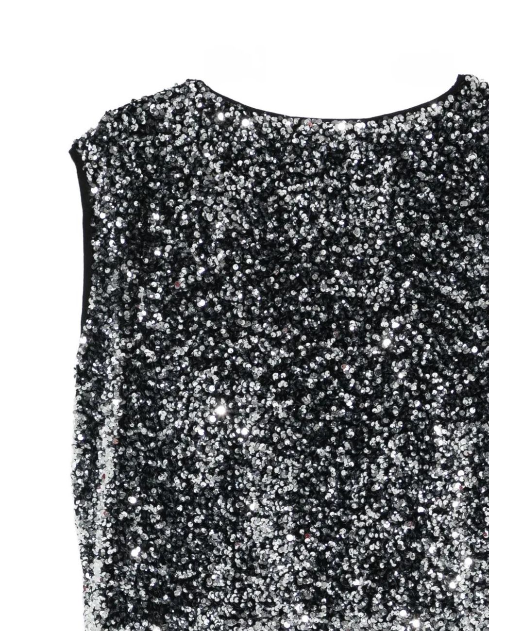 Junya Watanabe Black Sequinned Sleeveless Top