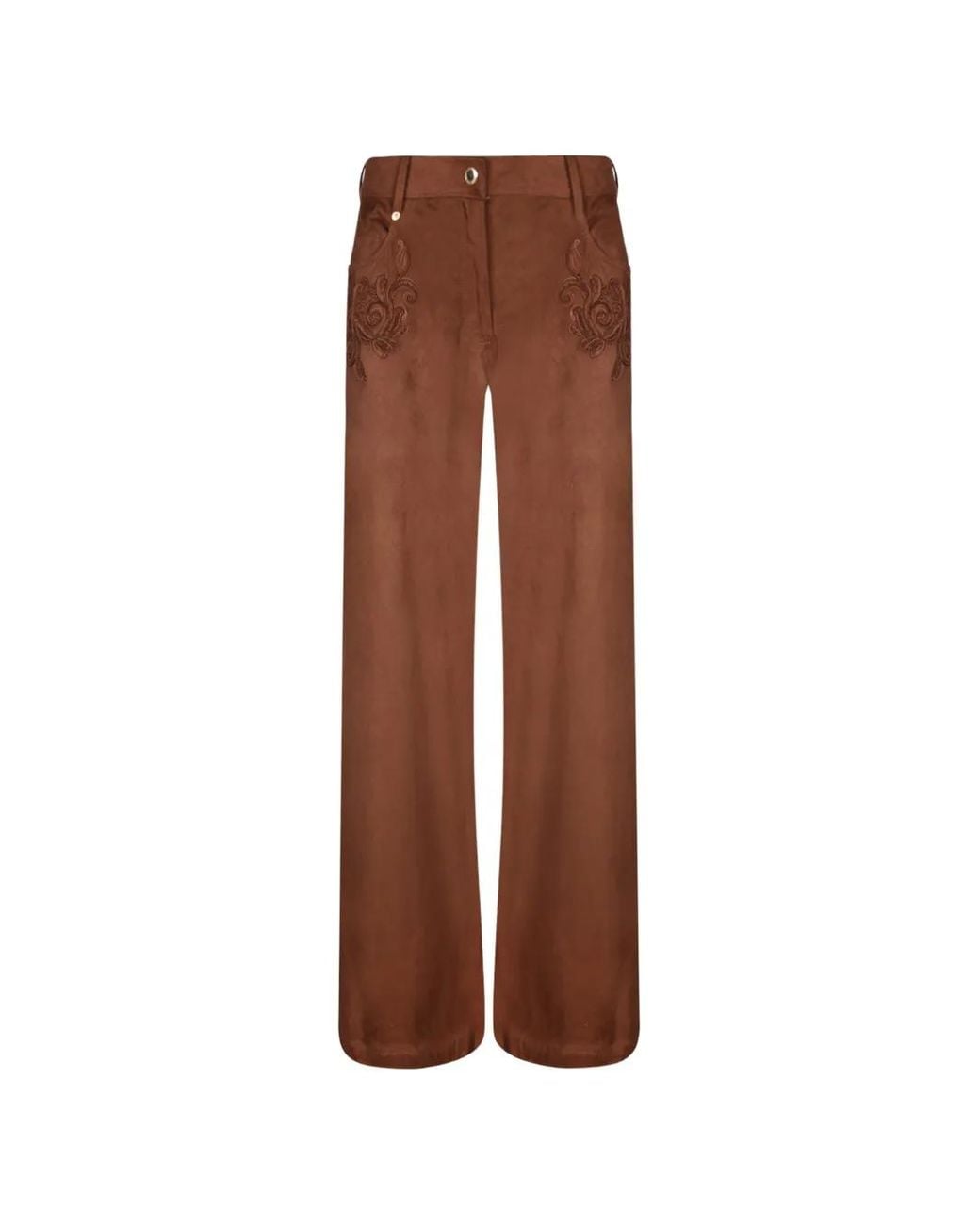 ERMANNO FIRENZE Brown Embroidered Trousers