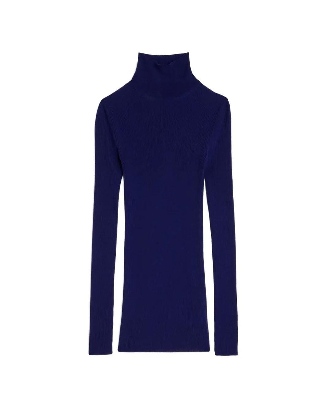 Jil Sander Blue Lightweight Wool High-Neck Sweater