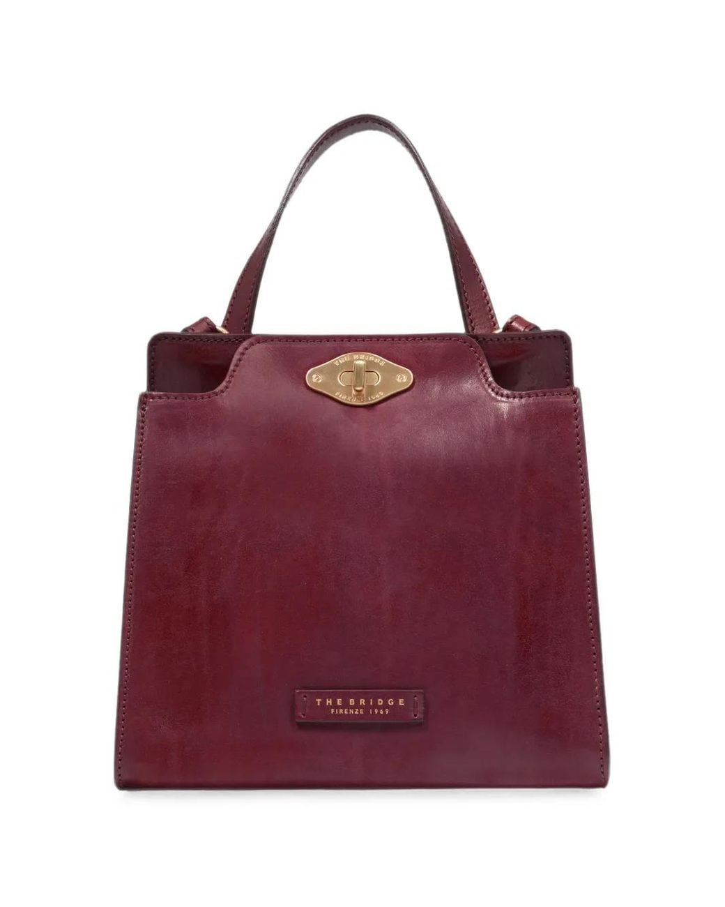 The Bridge Purple Story Donna Leather Twist-Lock Tote Bag
