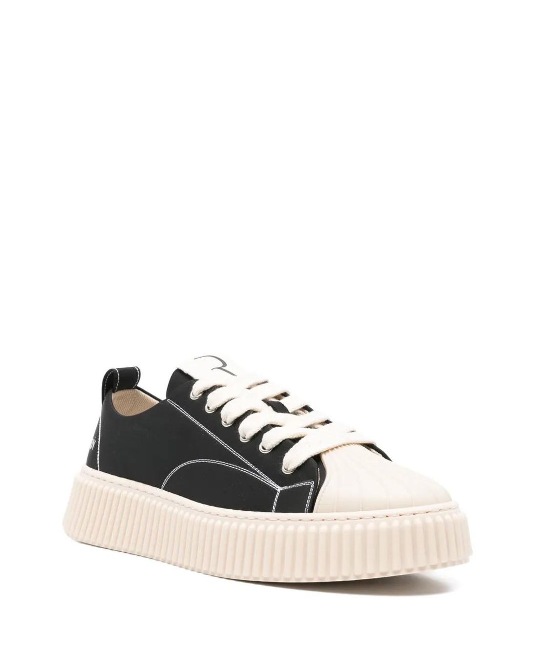 Rhun Black 2020 Trebleshell-Toe Contrast-Stitch Sneakers for men