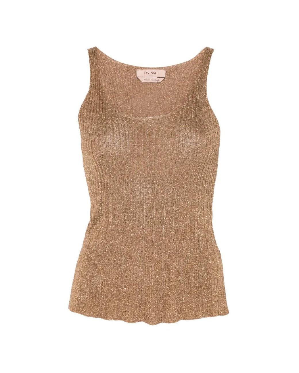 Twinset Brown Knit Top With Lurex