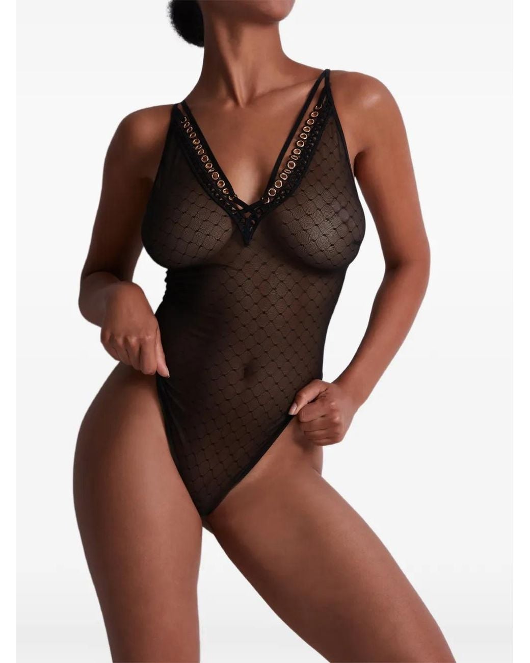 Aubade Gray Boite A Desir Eyelet-Embellished Body
