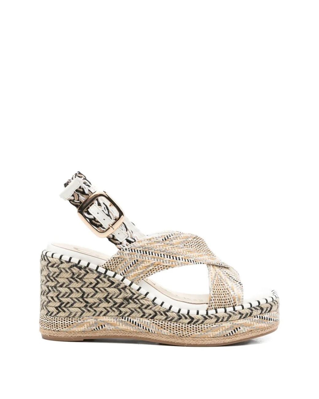 CafeNoir White Woven Crossover Espadrilles