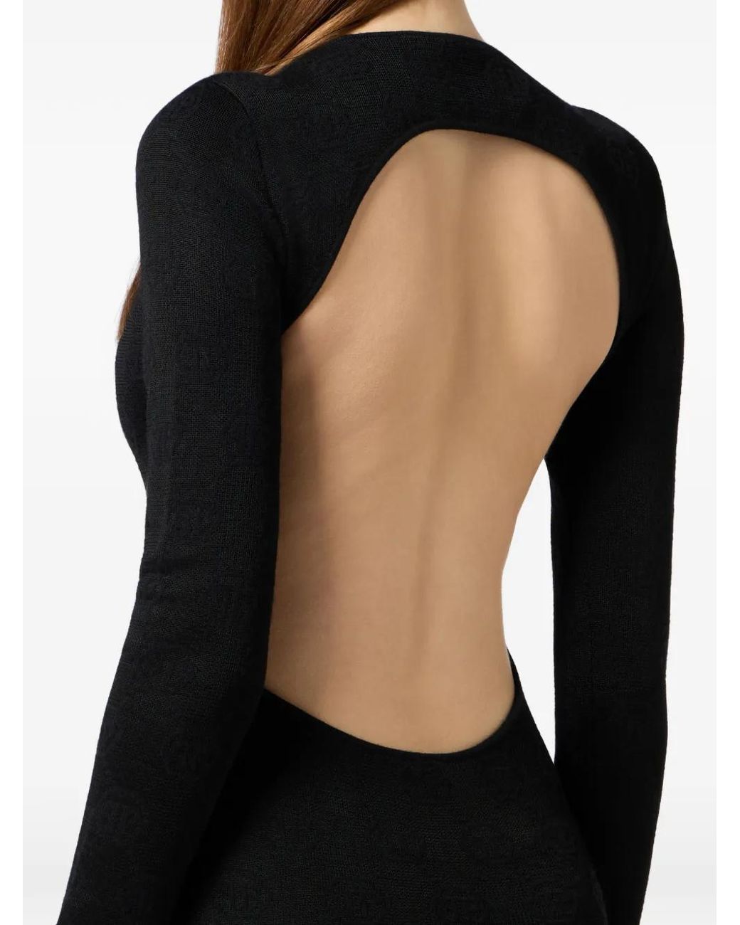 Philipp Plein Black Open-Back Maxi Dress