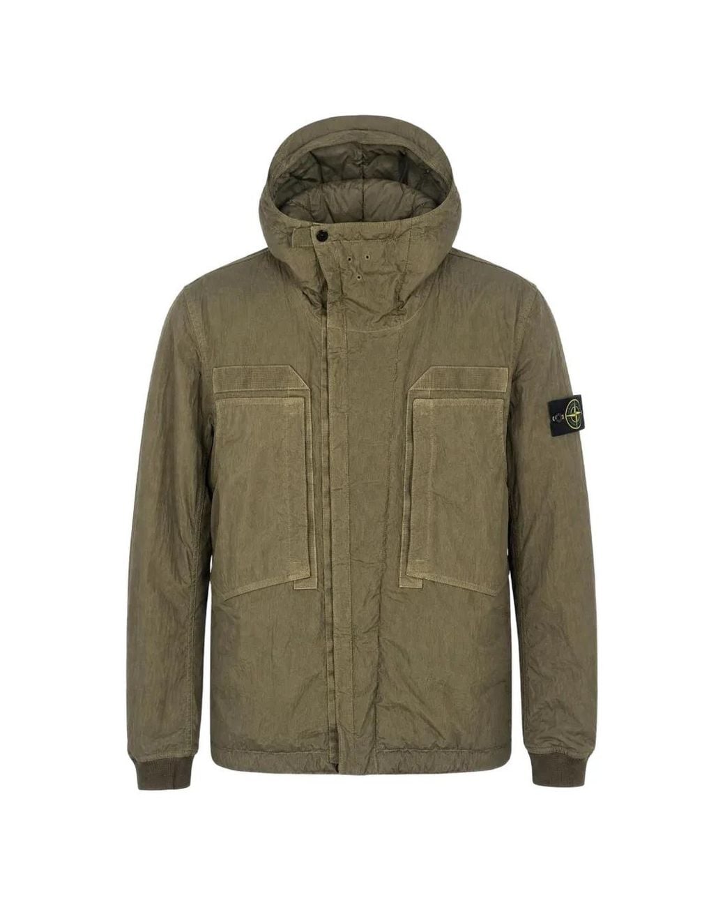 Stone Island Green Quilted Hooded Jacket for men