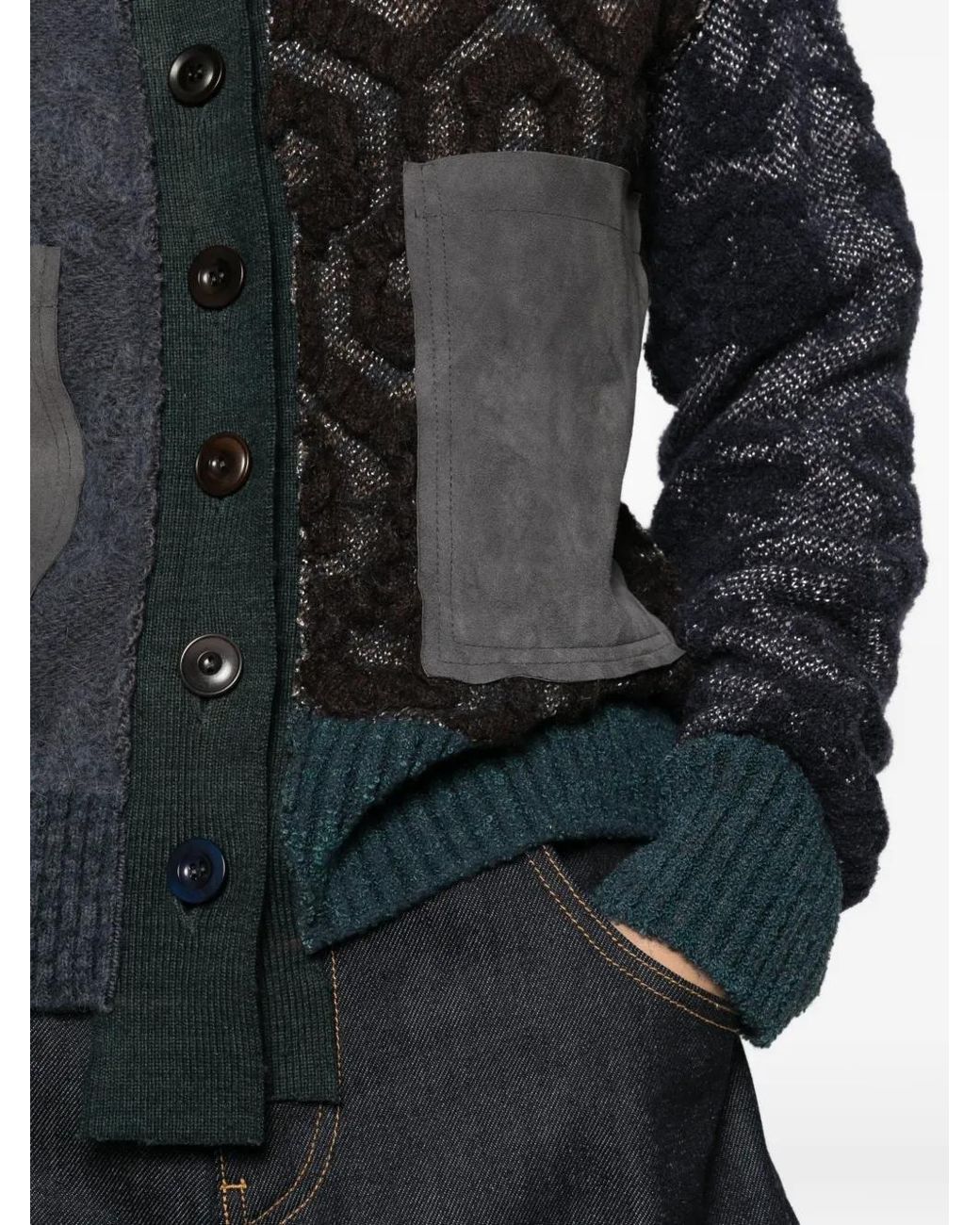 ESSENSI Black Panarea Patchwork Cardigan