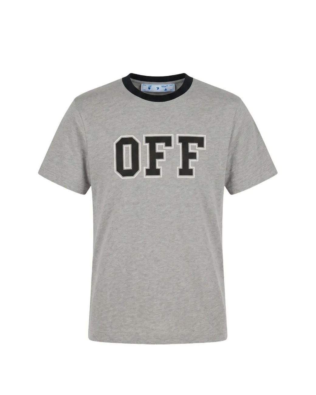 Off-White c/o Virgil Abloh Gray Logo-Print Ringer T-Shirt for men