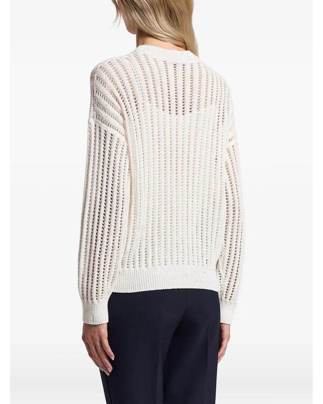 Peserico White Sequinned Cordonet Sweater