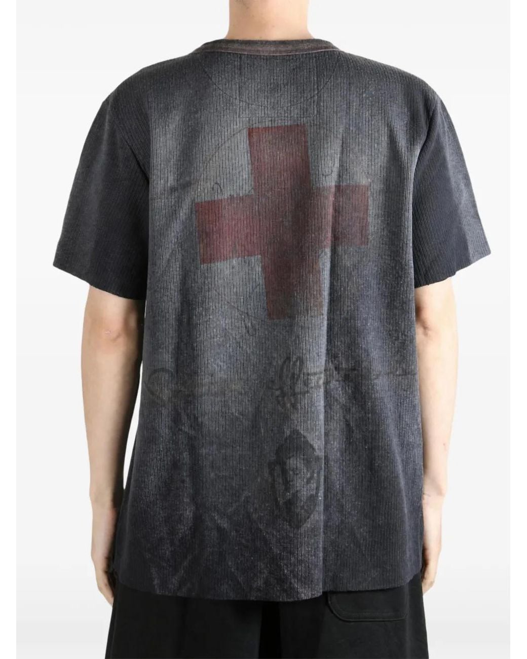 SAITOS Gray Mesh-Patch Henley T-Shirt