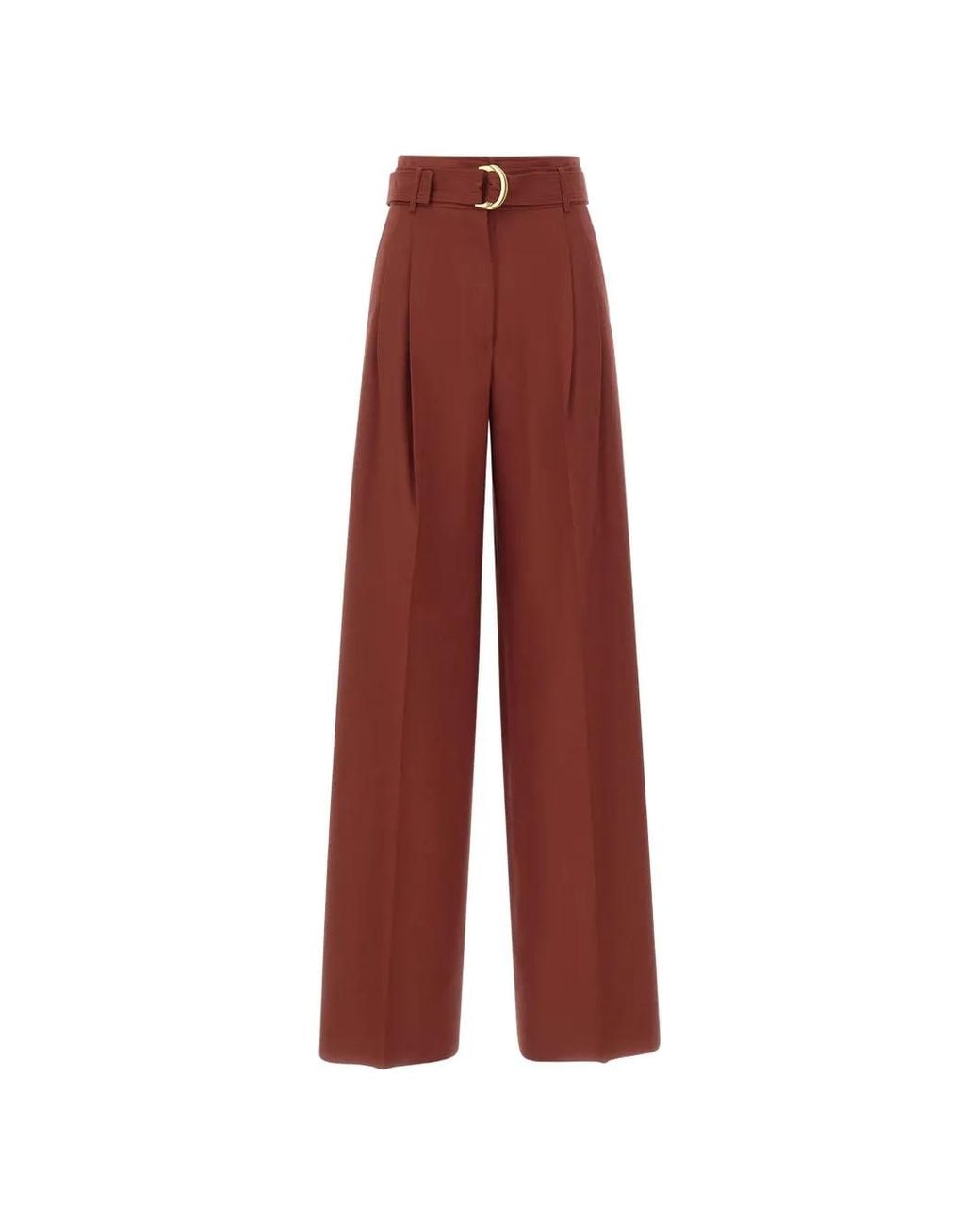 Max Mara Red Belted Pleated Trousers