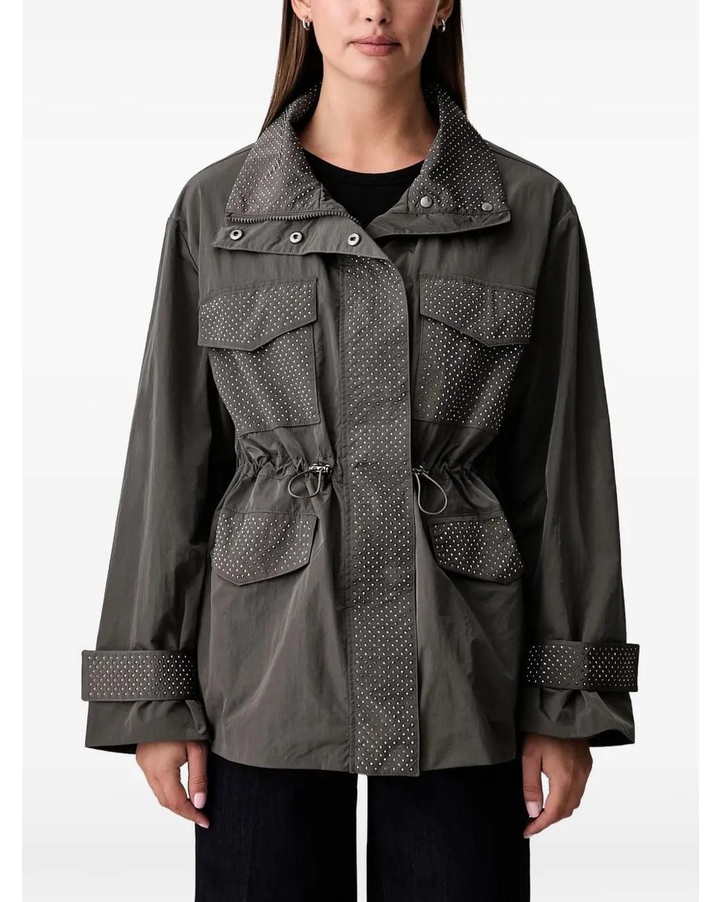 Joseph Ribkoff Black Stud-Embellished Drawstring Jacket