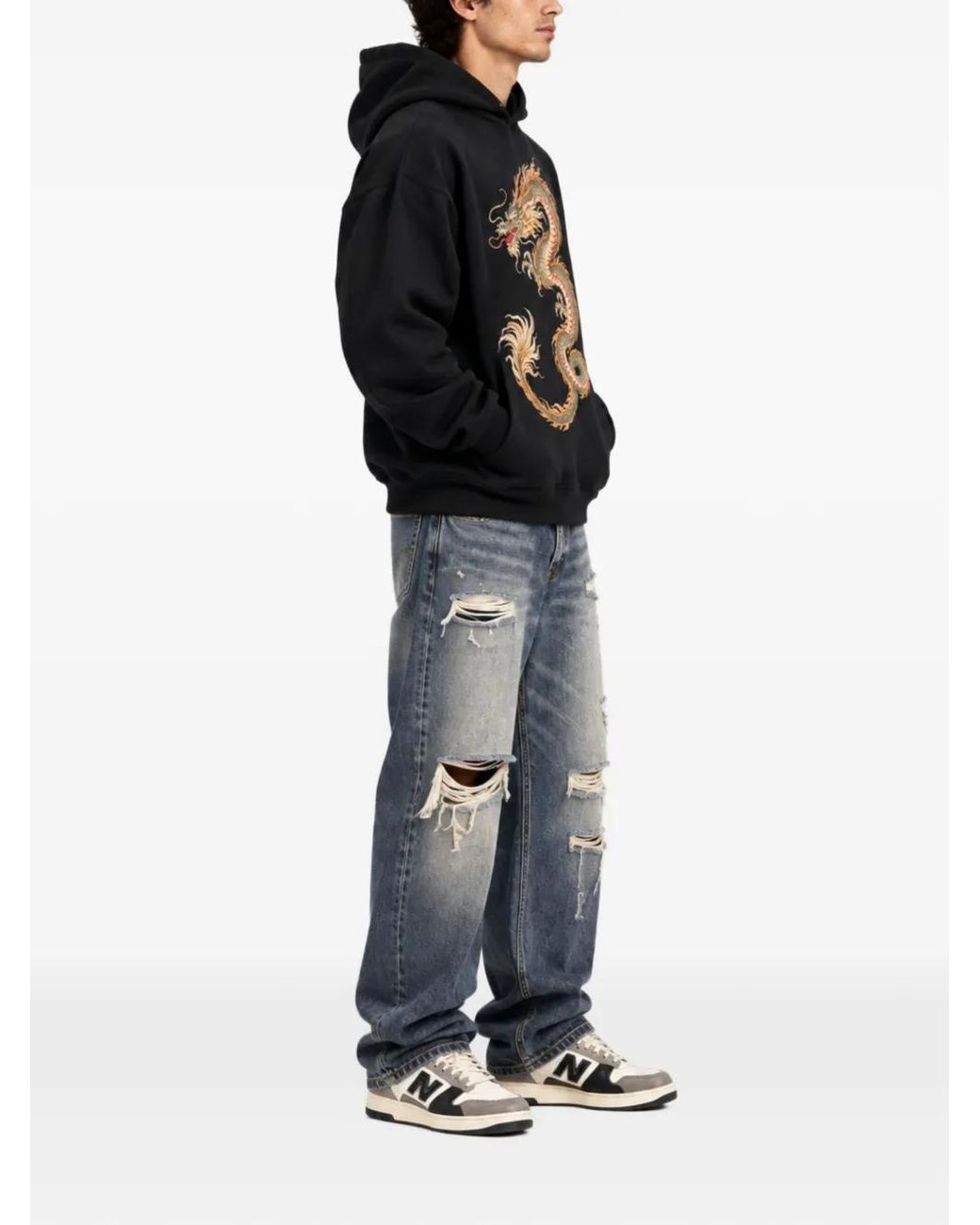 Melt Black Dragon-Print Hoodie for men