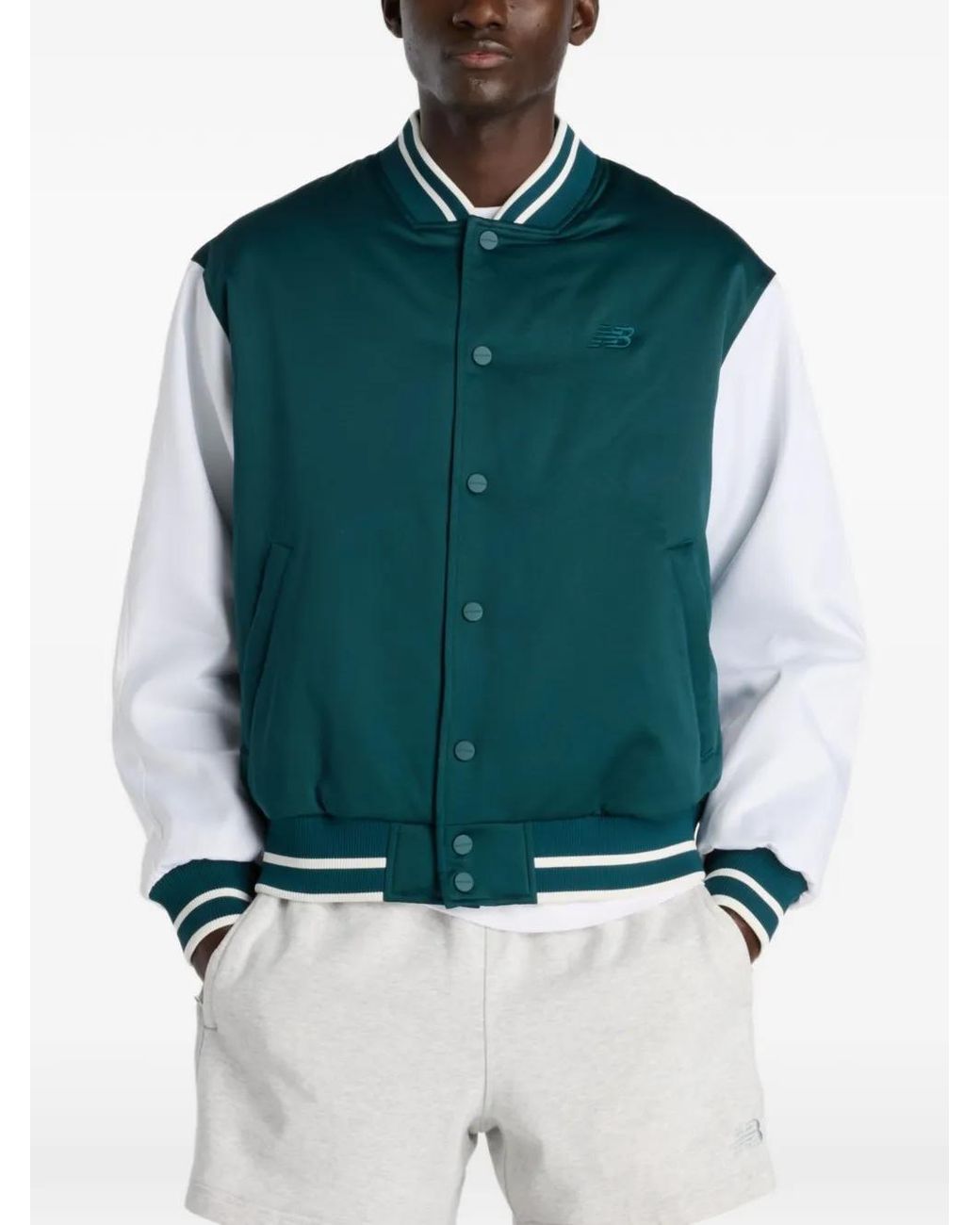 New Balance Green Athletics Varsity Jacket for men