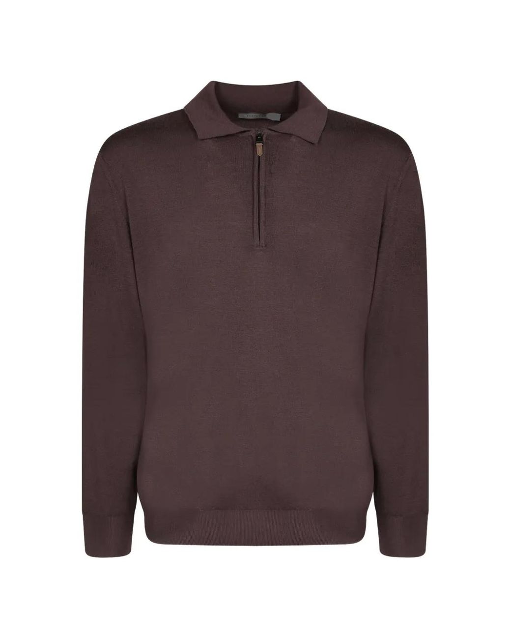 Canali Brown Half-Zip Polo-Collar Sweater for men