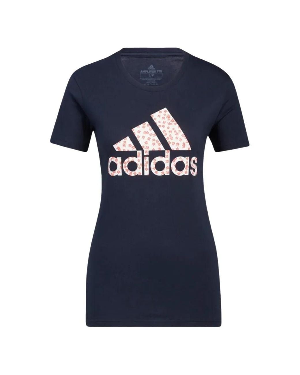 Adidas Blue Floral-Logo T-Shirt