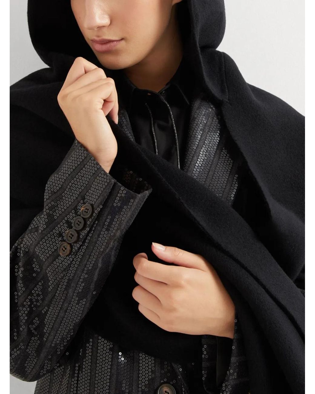Brunello Cucinelli Black Hooded Scarf