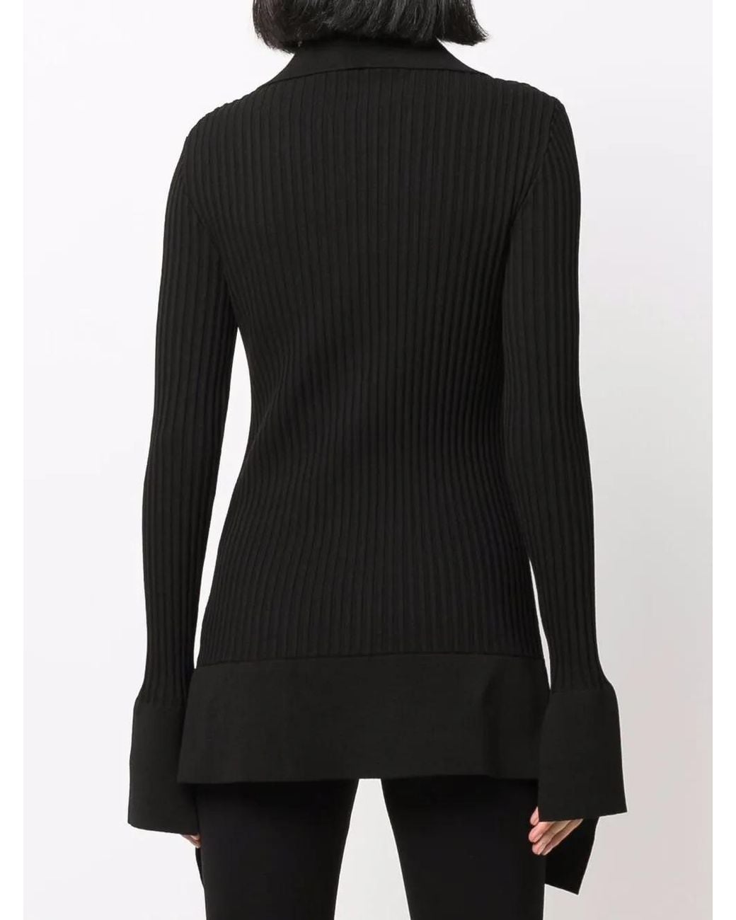 ANDREADAMO Black Cut-Out Detail Long-Sleeve Ribbed Cardigan