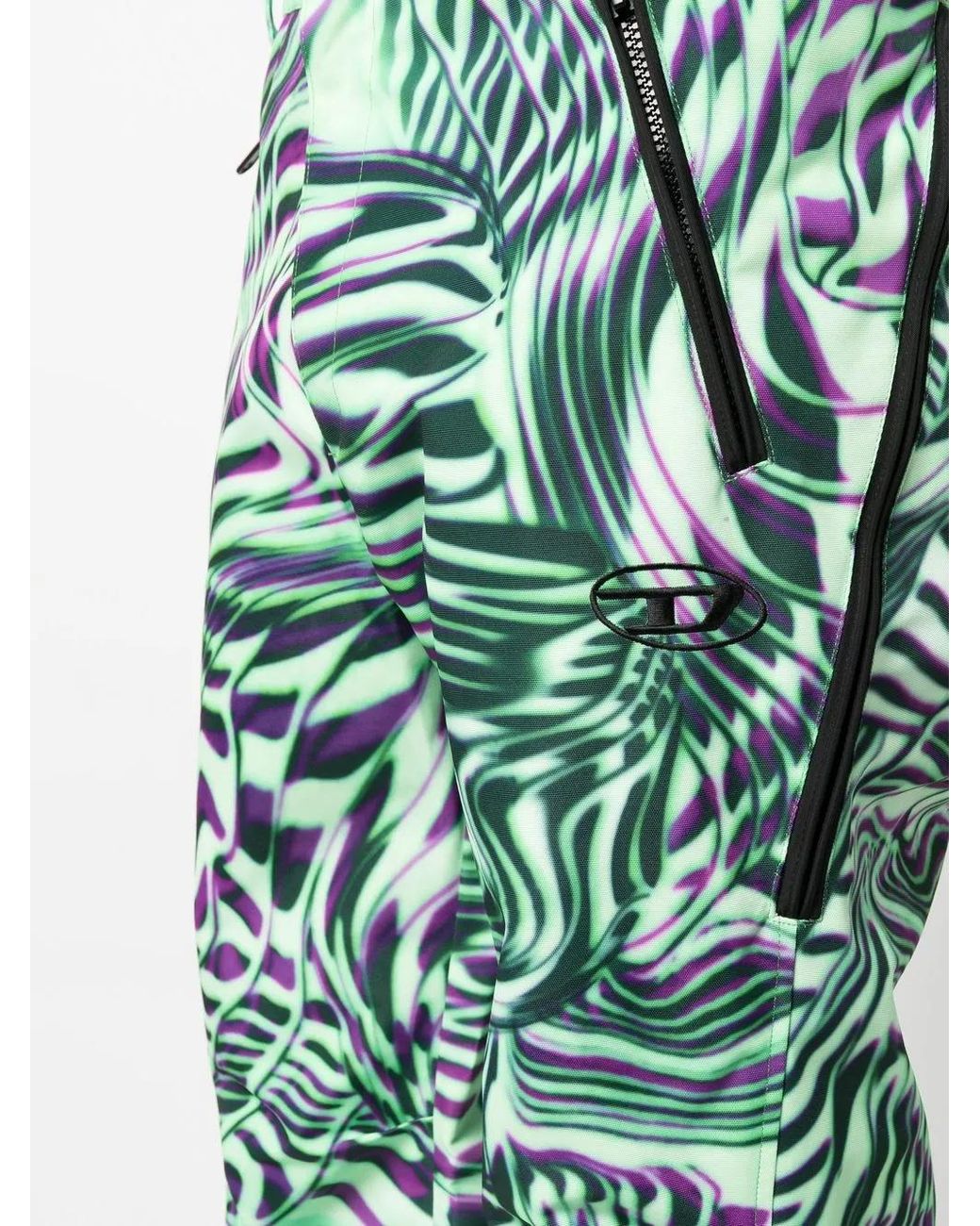DIESEL Green Optical-Print Canvas Trousers for men