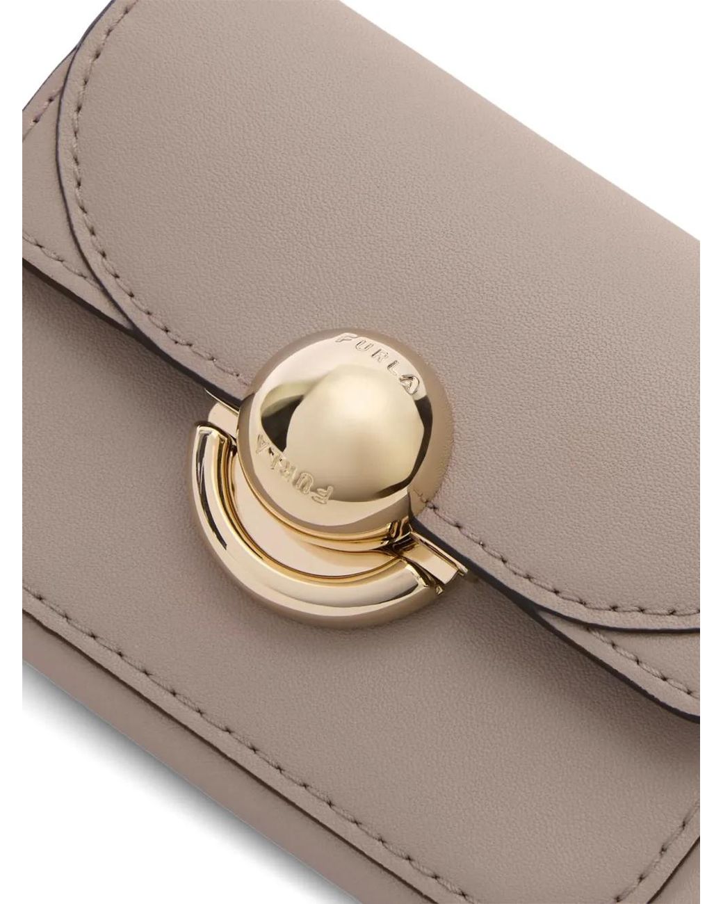 Furla Gray Round Hardware Coin Wallet