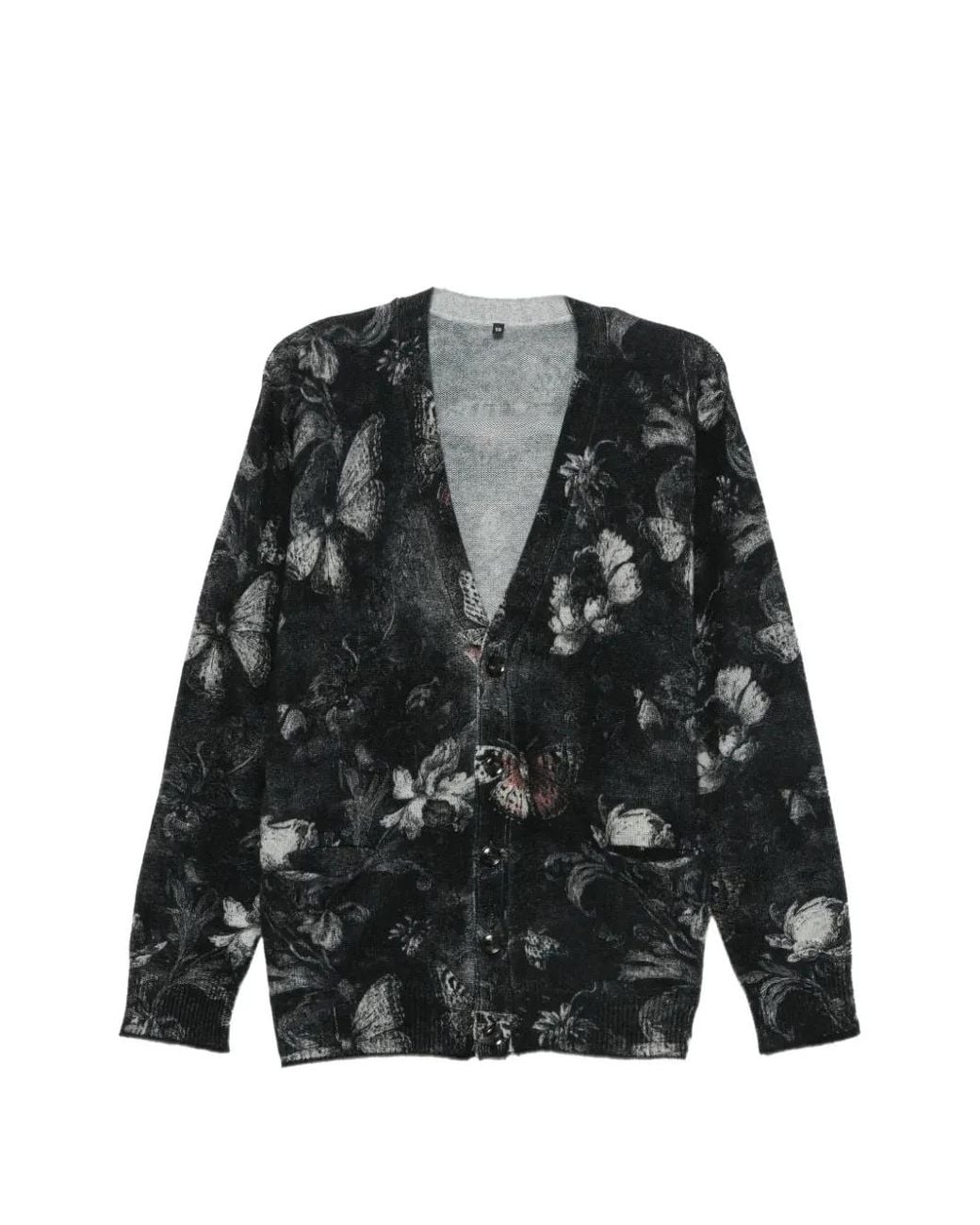 R13 Black Floral-Print Butterfly-Pattern Cardigan