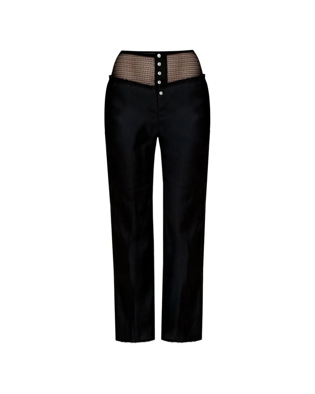 Contessa Mills Black Laissez Lace-Insert Trousers