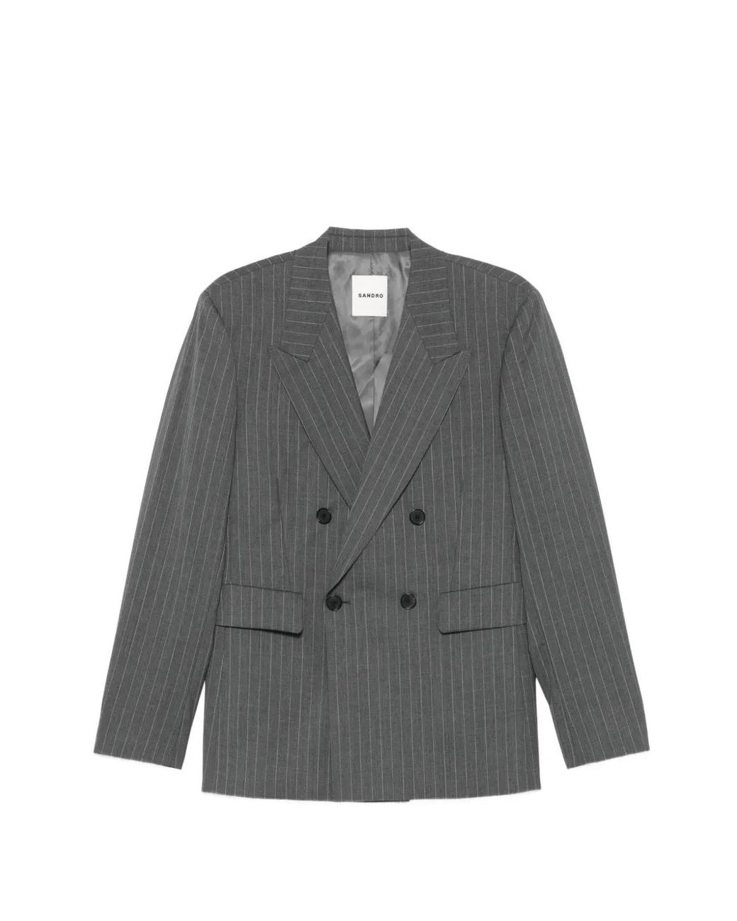 Sandro Gray Striped Virgin Wool Suit Jacket for men