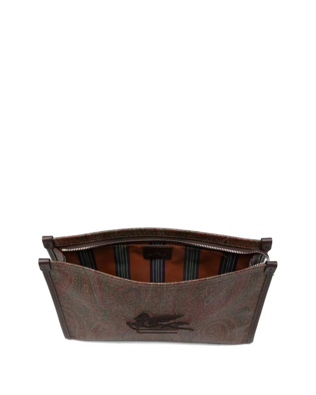 Etro Brown Paisley Print Pouch for men