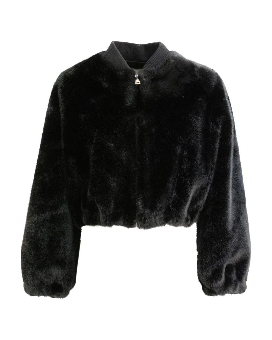 VALENTINI 1972 Black Long-Sleeve Faux-Fur Bomber Jacket