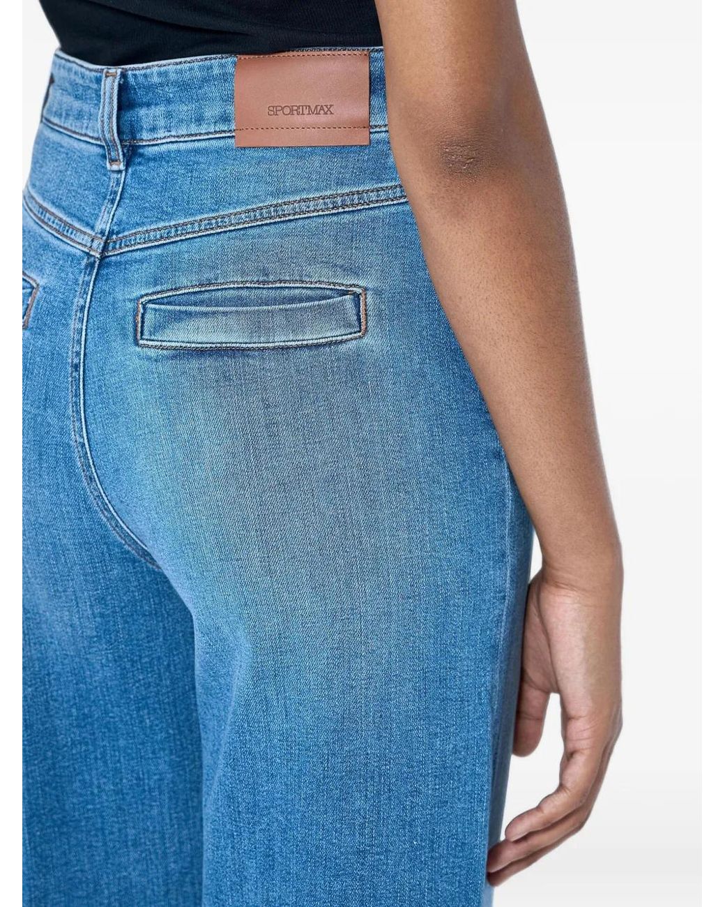 Sportmax Blue Cropped Turned-Up Jeans
