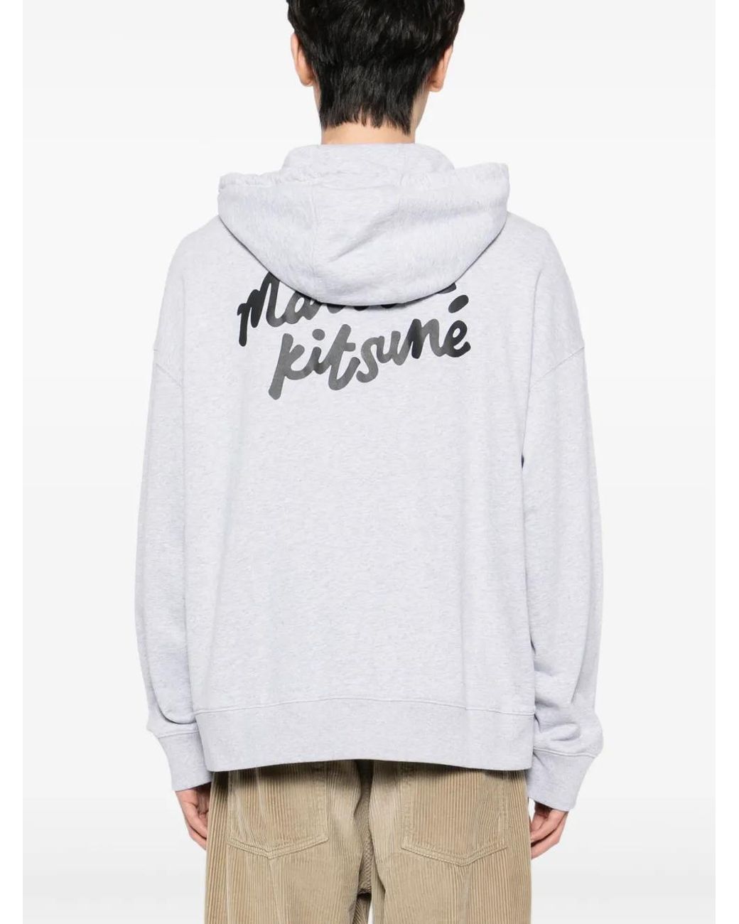 Maison Kitsuné White Logo-Print Hoodies for men