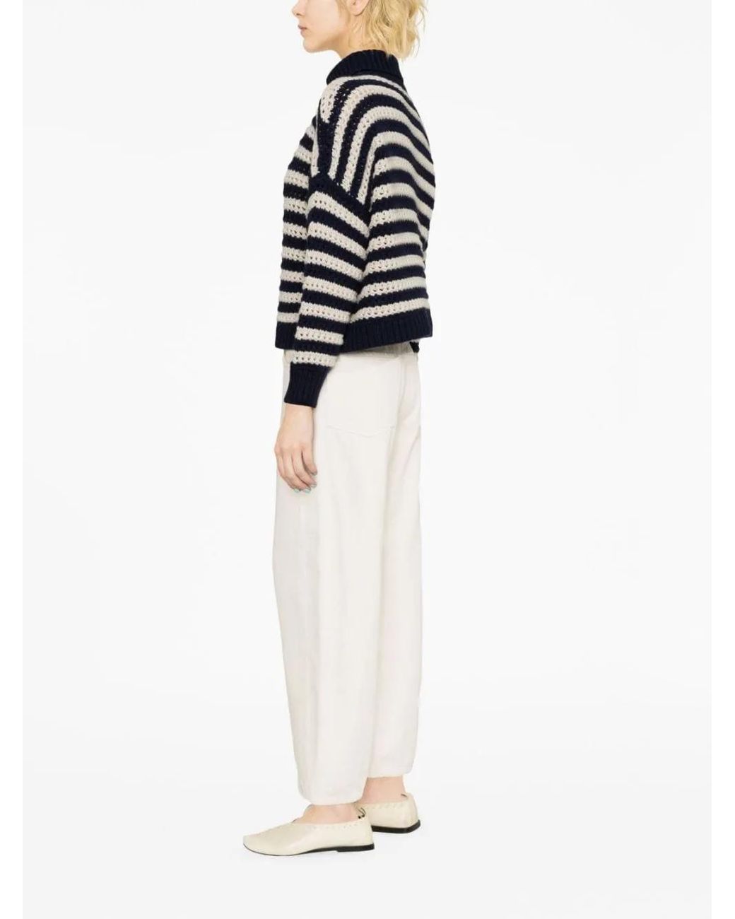 Brunello Cucinelli Black Striped Textured-Knit Sweater