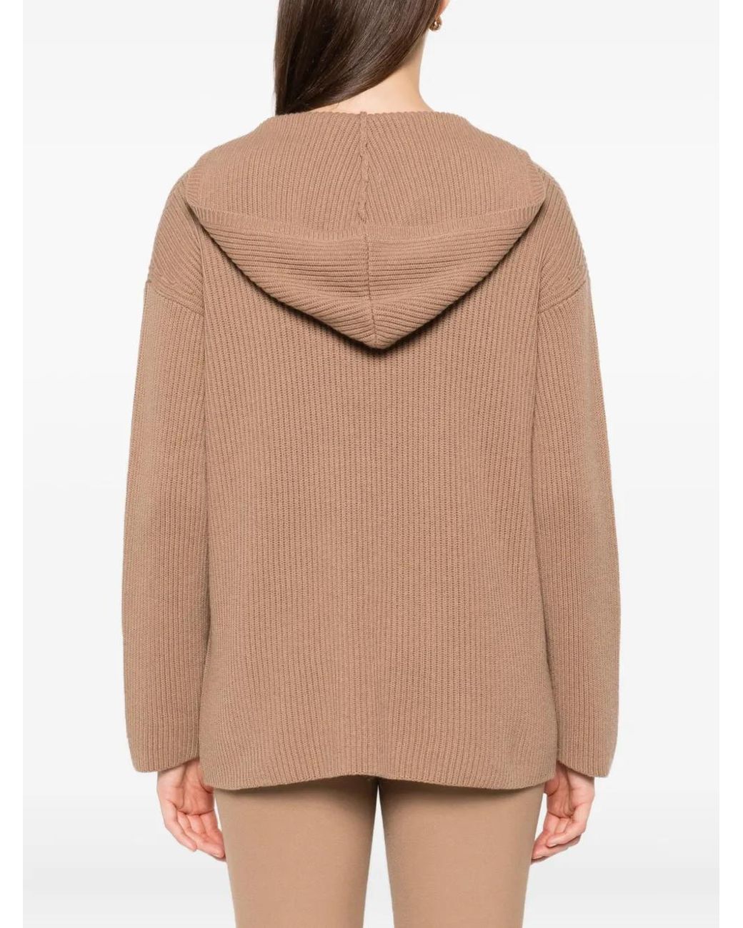 Max Mara Geribbelde Trui Met Capuchon in het Natural