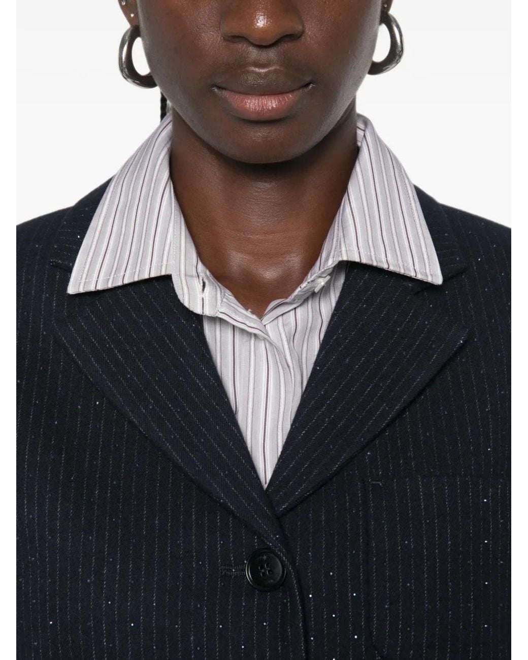 Maje Blue Cropped Suit Jacket