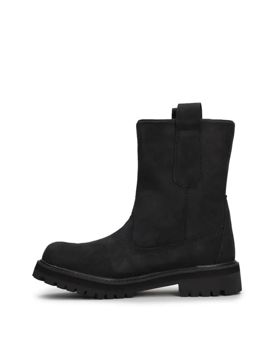 Timberland Black Heritage Logo-Debossed Pull-On Biker Boots for men