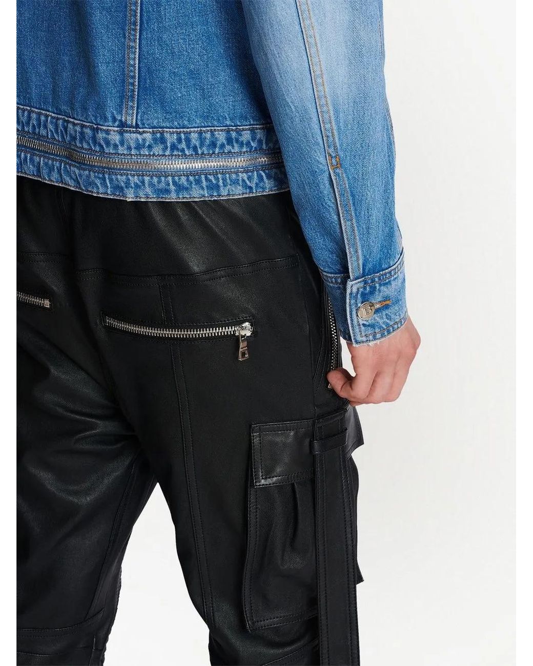 Balmain Blue Zip-Detail Denim Jacket for men