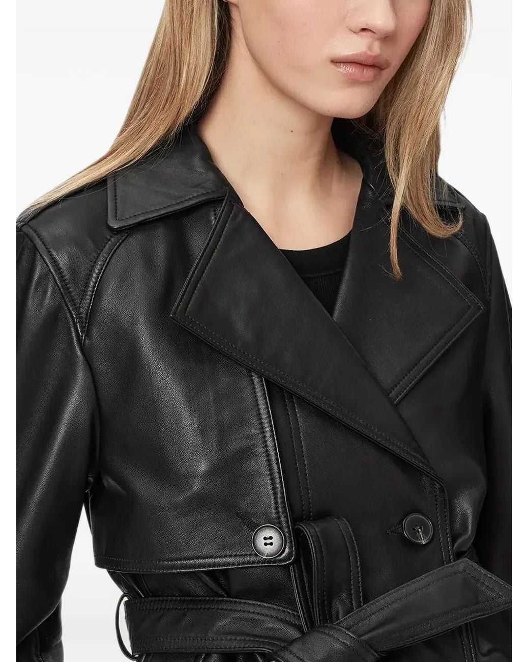 AllSaints Black Double-Breasted Belted Jacket
