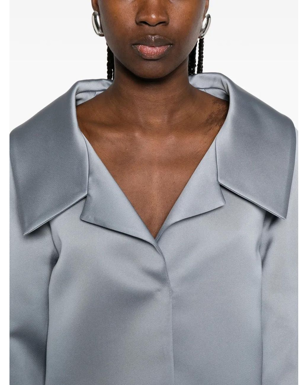 P.A.R.O.S.H. Blue Wide-Sleeve Cropped Jacket